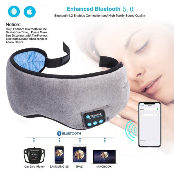 Wireless Stereo Bluetooth Earphone Sleep Mask Phone Headband Sleep Soft Earphones Sleeping Eye Mask Music Headset - Image 2