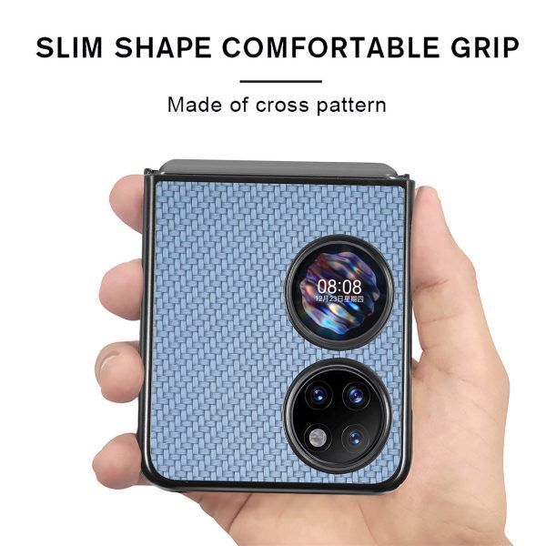 Suitable For Huawei P50 Pocket Phone Shell Fiber Pattern PC Shell Up And Down Folding Screen Anti-Fall Protective Cover - Image 4