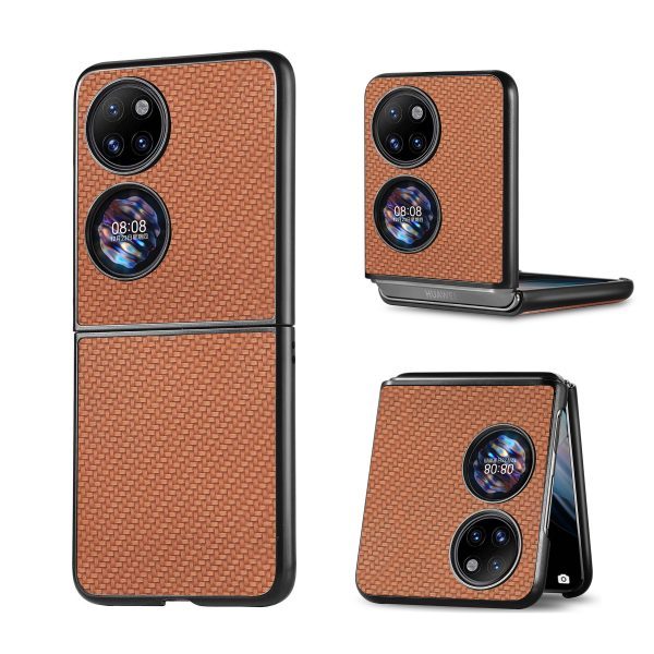 Suitable For Huawei P50 Pocket Phone Shell Fiber Pattern PC Shell Up And Down Folding Screen Anti-Fall Protective Cover - Image 8