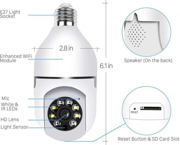 2.4G/5G Single-Band Dual-Band Wireless WIFI Light Head Small Yellow Man Camera Cell Phone Remote WiFi Night Vision Light - Image 6