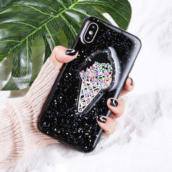 3D Dynamic Ice Cream Phone Case For iphone X Case Fashion Glitter Bling Back Cover Lovely Cartoon Cases For iphoneX Capa - Image 6