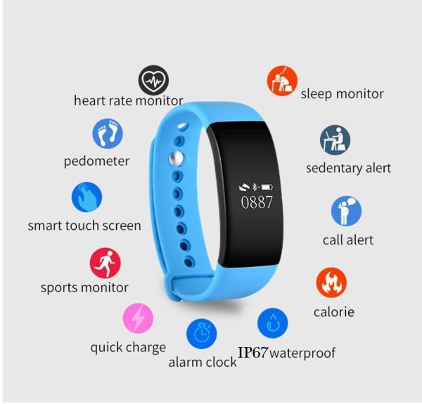 V66 Sport Smartwatch BT 4.0  IP67 Waterproof Heart Rate Monitor Smart Wristband Health Bracelet for Android IOS Phone - Image 4
