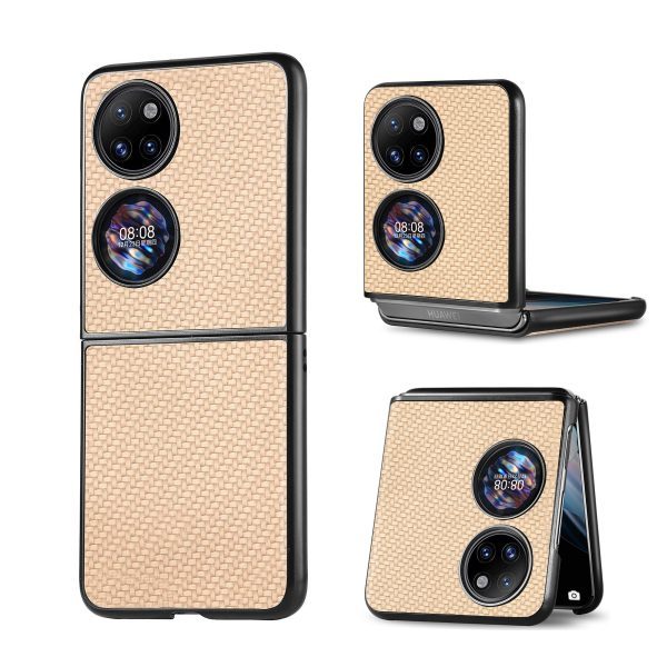 Suitable For Huawei P50 Pocket Phone Shell Fiber Pattern PC Shell Up And Down Folding Screen Anti-Fall Protective Cover - Image 9