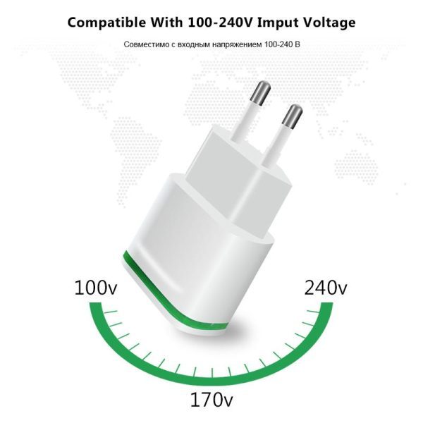 2 Port LED Light USB Charger 5V 2.1A Wall Adapter Phone Charger - Image 5