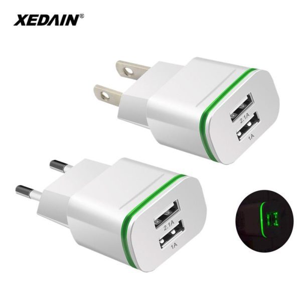 2 Port LED Light USB Charger 5V 2.1A Wall Adapter Phone Charger - Image 2
