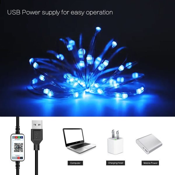 USB Bluetooth Copper Wire Light String Smart Phone APP Music Christmas Decoration Light Rainproof Led RGB Light String - Image 3