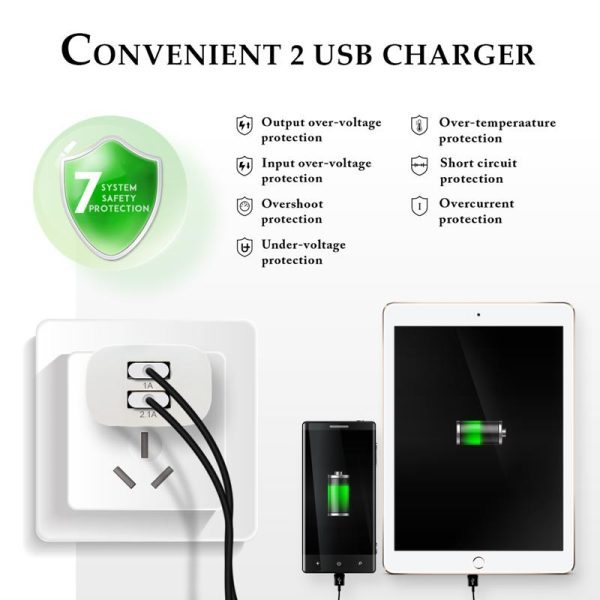 2 Port LED Light USB Charger 5V 2.1A Wall Adapter Phone Charger - Image 6
