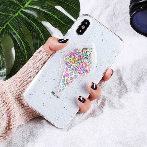 3D Dynamic Ice Cream Phone Case For iphone X Case Fashion Glitter Bling Back Cover Lovely Cartoon Cases For iphoneX Capa - Image 7