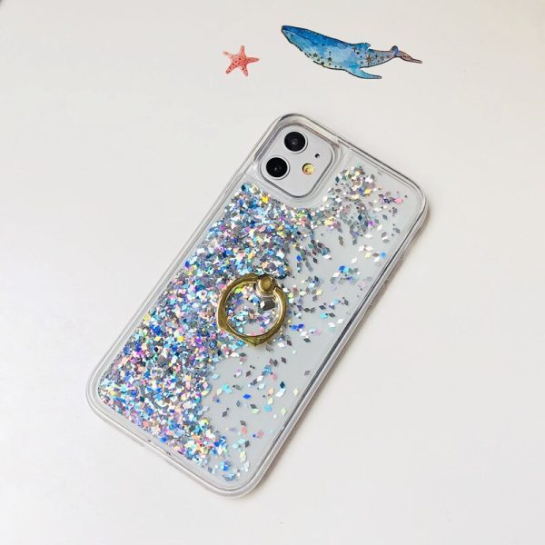 Shine Twinkle Liquid Quicksand Phone Case For iPhone11 Xs Max XR 6s 7/8plus Kickstand Ring Dynamic Cover Skin Shell Protection - Image 5