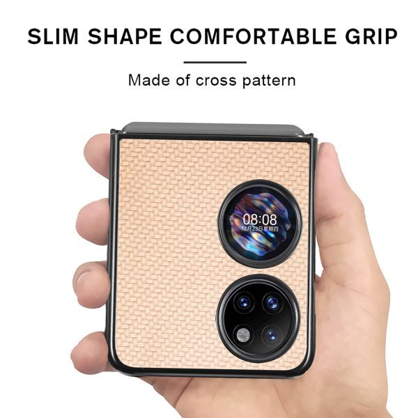 Suitable For Huawei P50 Pocket Phone Shell Fiber Pattern PC Shell Up And Down Folding Screen Anti-Fall Protective Cover - Image 3