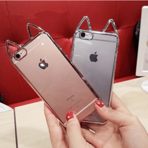Cute Mood Cat Ear Transparent Soft Shell Plating Silicone for iphone 5 / 5S / 6 / 6s / 6plus iPhone X Phone Case