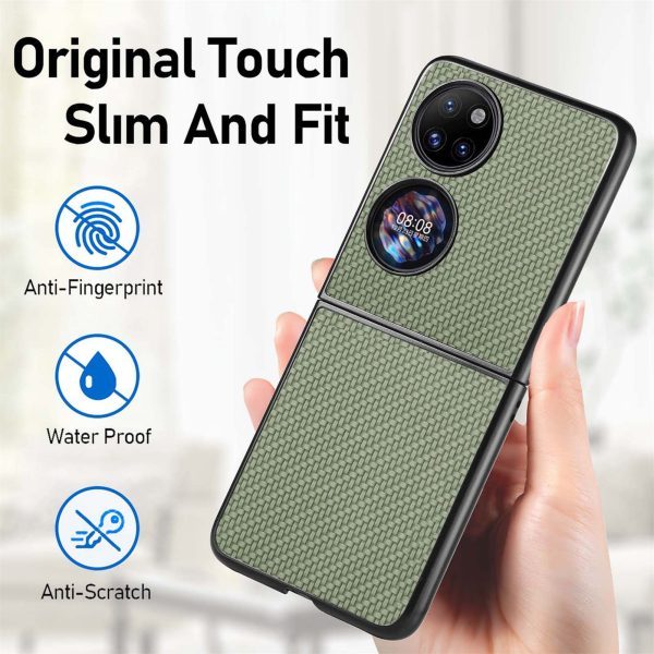 Suitable For Huawei P50 Pocket Phone Shell Fiber Pattern PC Shell Up And Down Folding Screen Anti-Fall Protective Cover - Image 2