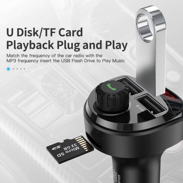 KUULAA Car Charger FM Transmitter Bluetooth Car Audio MP3 Player TF Card Car Kit 3.4A Dual USB Car Phone Charger For Xiaomi Mi - Image 6