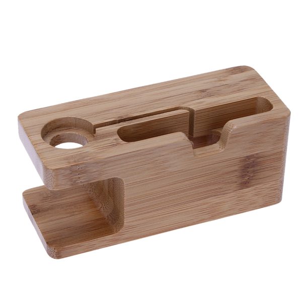 Alloet Wooden Charging Dock Station for Mobile Phone Holder Stand Bamboo Charger Stand Base For Apple Watch and For iphone - Image 3