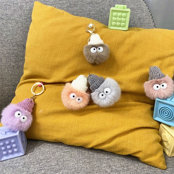 Net Red Ugly Cute Small Briquettes Key Chain Cute Cartoon Plush Bag Pendant Car Key Chain Mobile Phone Accessories - Image 3