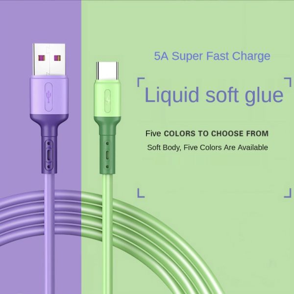 3A Liquid Silicone Micro USB Type C Cable Mobile Phone Charger Fast Charging USB Data Cord Charge - Image 2