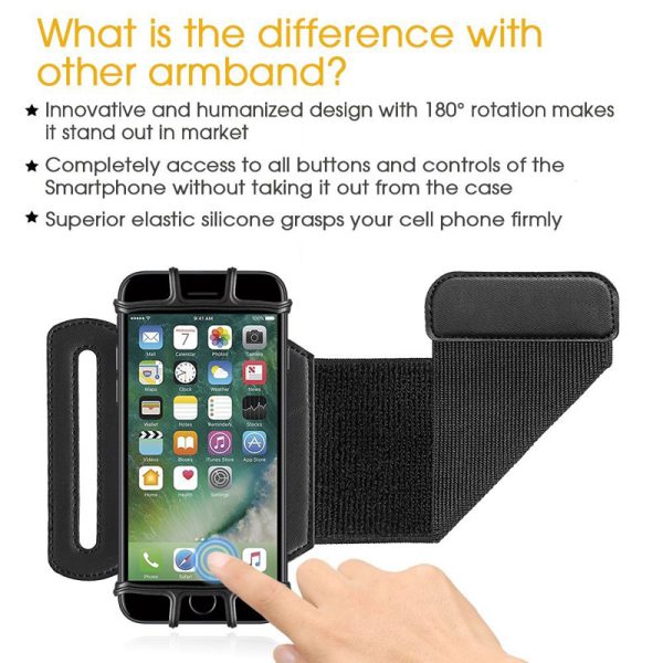 180 Degree Rotatable Running Wristband Phone Case Arm Band Sport Cycling Gym Wristlet Belt Armband Bag - Image 2