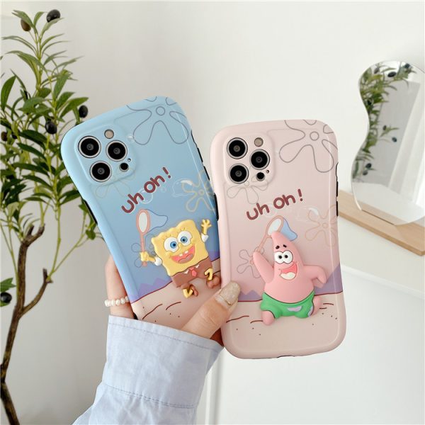Three-Dimensional Sponge Bob Square Pants For Apple 7/8plus Mobile Phone Cover 12promax Couple Huawei Nova8 Soft Case - Image 6