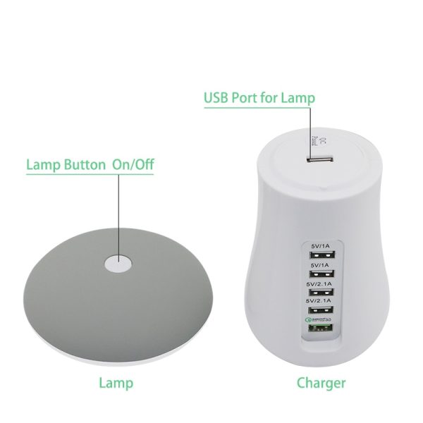 Leebote Multiple USB Phone Charger Mushroom Night Lamp Charging Station Dock QC 3.0 Quick Charger for Mobile Phone and Tablet - Image 4