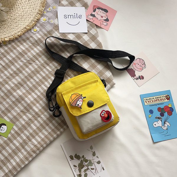 Cute Small Bag New Trendy Japanese Literary Girl Mobile Phone Bag Sweet Student Canvas Messenger Bag - Image 5