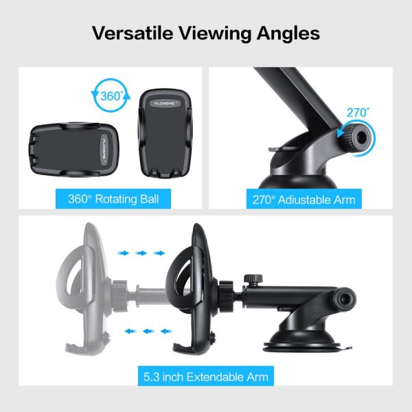 FLOVEME Car Phone Holder For iPhone XS MAX XR X Xiaomi 360 Rotate Dashboard Windshield Car Mount Mobile Holder For Phone Stand - Image 5