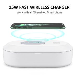 UV Light Phone Sterilizer Box 15W Mobile Phone Wireless Charging Cleaner Sterilizer Multi-function Ultraviolet Disinfection Box