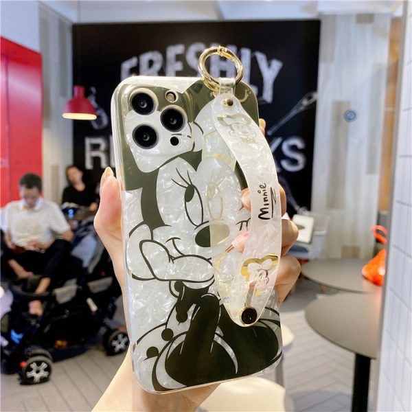 Apple 12promax Cartoon Mickey And Minnie Mobile Phone Case For iPhone11 Glitter XS Bronzing Shell Wristband - Image 4