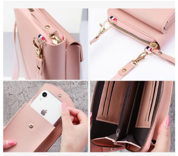 Women's Wallet Solid Color Small Diagonal Straddle Bag Multifunctional Phone Mid length Summer Versatile Zero Wallet Women - Image 5