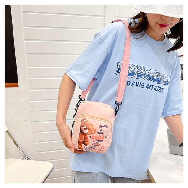 Canvas Bag Women's New Vitality Girl Student Mobile Phone Bag Japanese Cartoon Bear Shoulder Messenger Bag - Image 6
