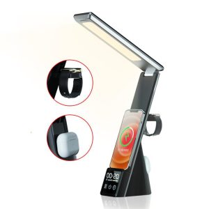 Newest Multi-Function Table Lamp Clock Convenient Three In One Fast Charger For Mobile Phone Watch Headset Wireless Charging
