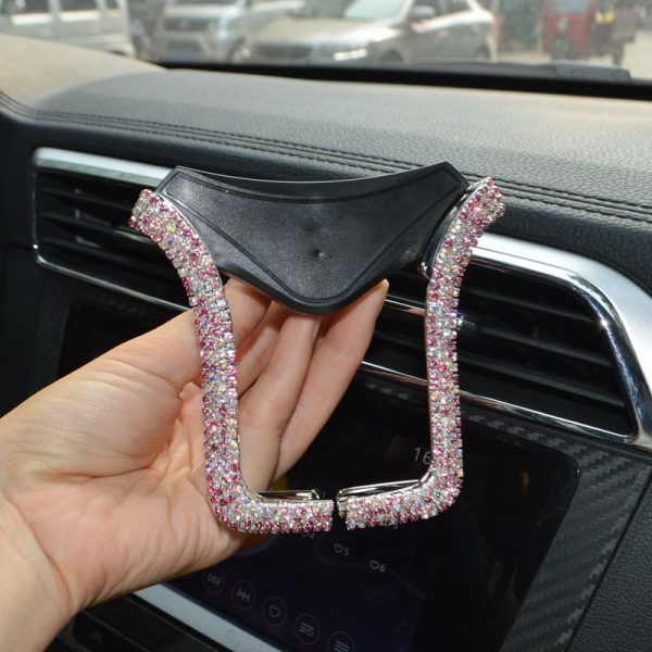 Universal Car Phone Holder with Bing Crystal Rhinestone Car Air Vent Mount Clip Cell Phone Holder for iPhone Samsung Car Holder - Image 3