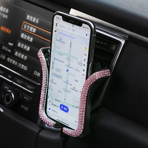Universal Car Phone Holder with Bing Crystal Rhinestone Car Air Vent Mount Clip Cell Phone Holder for iPhone Samsung Car Holder - Image 2