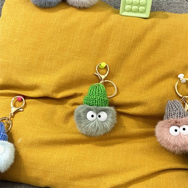 Net Red Ugly Cute Small Briquettes Key Chain Cute Cartoon Plush Bag Pendant Car Key Chain Mobile Phone Accessories - Image 5