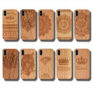 Laser Engraving Real Wood Cell Phone Case for iPhone XS MAX XR 7 8PLUS X Wooden Unique Shock Customized Bamboo Phone Cover Shell