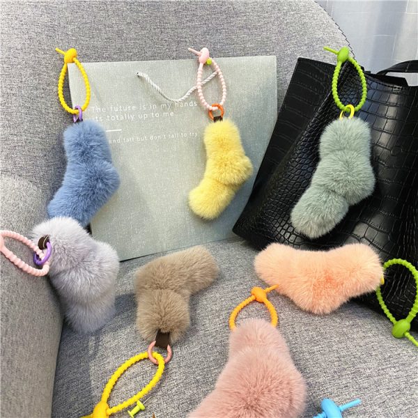 Kink Pendant Cute Girl Candy Color Plush Car Key Chain Bag Pendant Mobile Phone Case Accessories Gift - Image 2