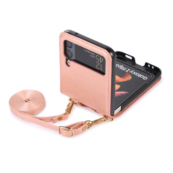 New Model Is Suitable For Samsung Z Flip3 Folding Screen Mobile Phone Case Diagonally Across The Samsung Galaxy Z Flip4 Card Cover - Image 7