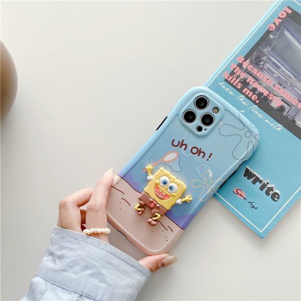 Three-Dimensional Sponge Bob Square Pants For Apple 7/8plus Mobile Phone Cover 12promax Couple Huawei Nova8 Soft Case - Image 7
