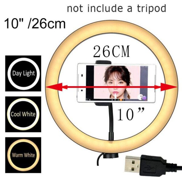 Video Youtube Fill Ring Light Lamp Live COOK 26CM Photography Lighting Phone Ringlight Tripod Stand Photo Led Selfie Bluetooth - Image 4