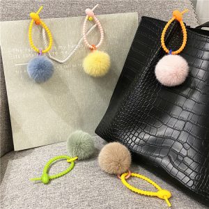 New Creative Cute Plush Bag Pendant Candy Color Girl Key Chain Car Key Chain Mobile Phone Shell Accessories