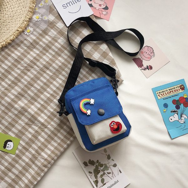 Cute Small Bag New Trendy Japanese Literary Girl Mobile Phone Bag Sweet Student Canvas Messenger Bag - Image 7