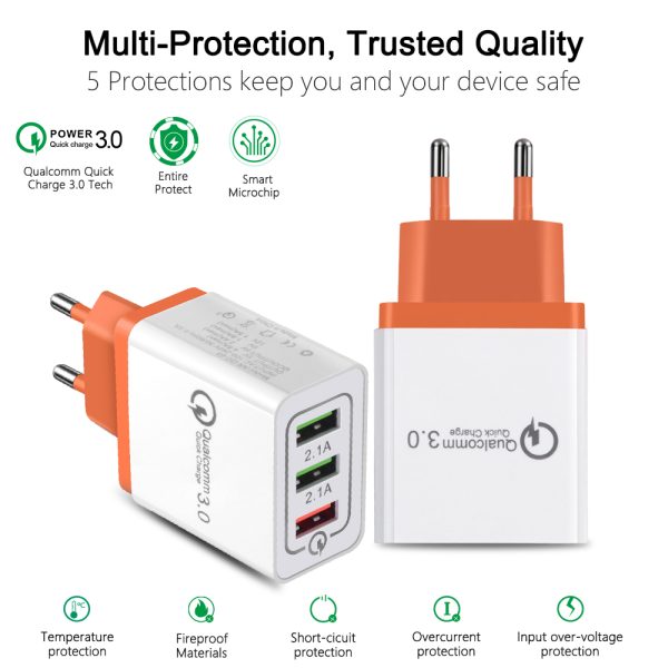 18 W USB Quick charge 3.0 5V 3A for Iphone 7 8 EU US Plug Mobile Phone Fast charger charging - Image 5