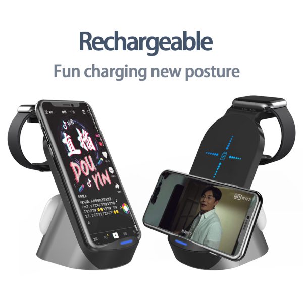 3-In-1 Wireless Charger For Apple Mobile Phone Watch Headset Vertical Wireless Charging Three-In-One Fast Charge - Image 2