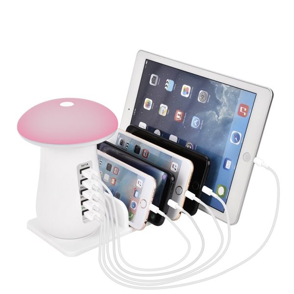 Leebote Multiple USB Phone Charger Mushroom Night Lamp Charging Station Dock QC 3.0 Quick Charger for Mobile Phone and Tablet - Image 5