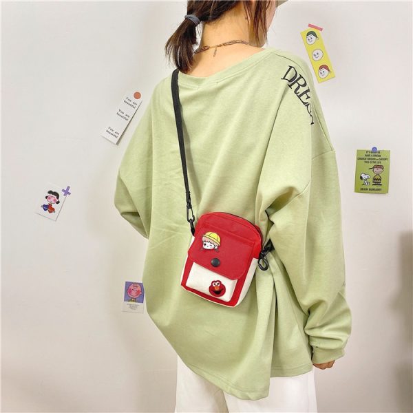 Cute Small Bag New Trendy Japanese Literary Girl Mobile Phone Bag Sweet Student Canvas Messenger Bag - Image 4