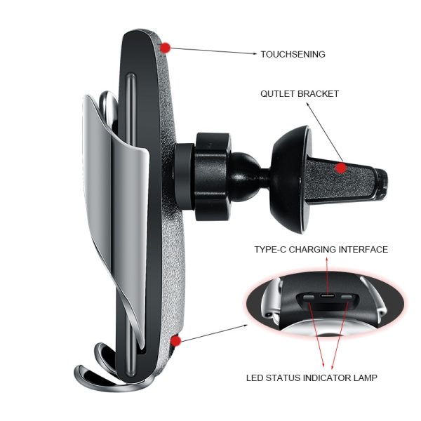 10W Wireless Car Charger S5 Automatic Clamping Fast Charging Phone Holder Mount in Car for iPhone xr Huawei Samsung Smart Phone - Image 3