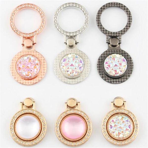 UVR Round Metal Diamond Finger Ring Smartphone Stand Holder Mobile Phone Holder Stand For iPhone Huawei All Smart Phone Sticker - Image 2