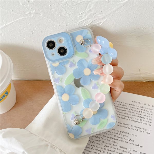 Blue Three-Dimensional Flower Suitable For Apple iPhone 12promax Mobile Phone Case Fine Hole All-Inclusive iPhone11/13 Soft - Image 4