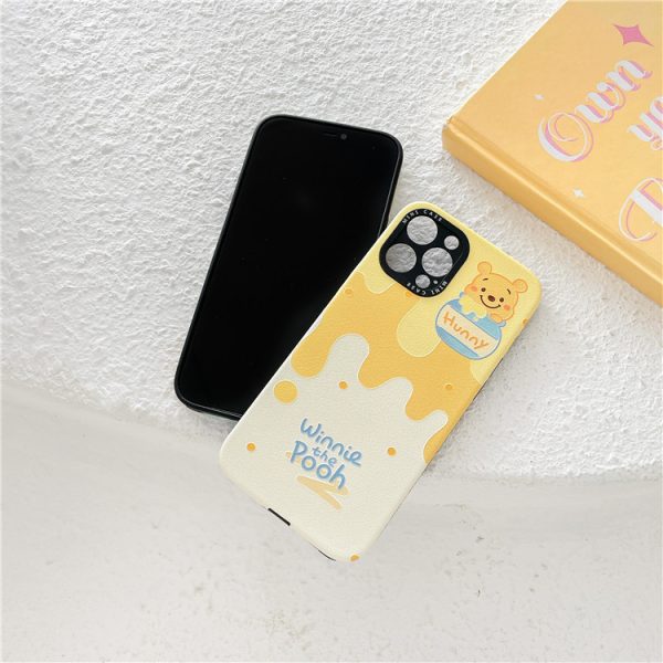 Cartoon bee Winnie the Pooh suitable for iPhone13promax/11 mobile phone shell embossed xr couple 12 leather pattern - Image 7