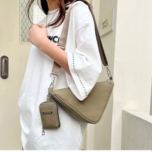 Ins Niche Design Messenger Bag Japanese Trendy Nylon Fashion All-Match Triangle Bag Simple And Lightweight One Shoulder Phone Bag