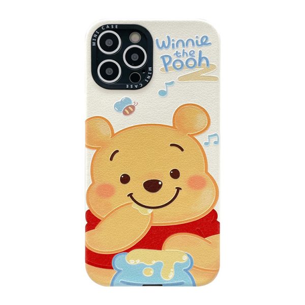 Cartoon bee Winnie the Pooh suitable for iPhone13promax/11 mobile phone shell embossed xr couple 12 leather pattern